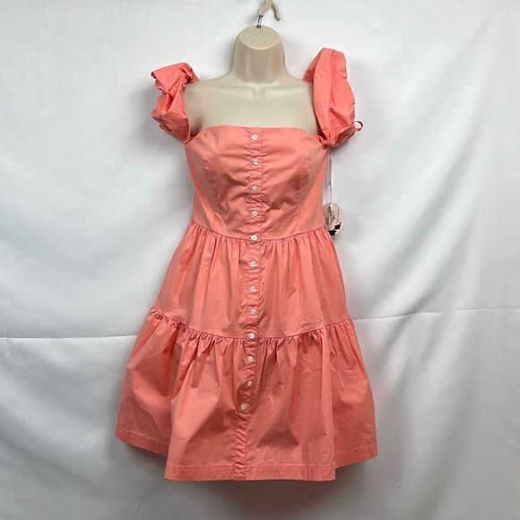 Staud Elio mini dress in grapefruit Size 10 NWT - Picture 4 of 15